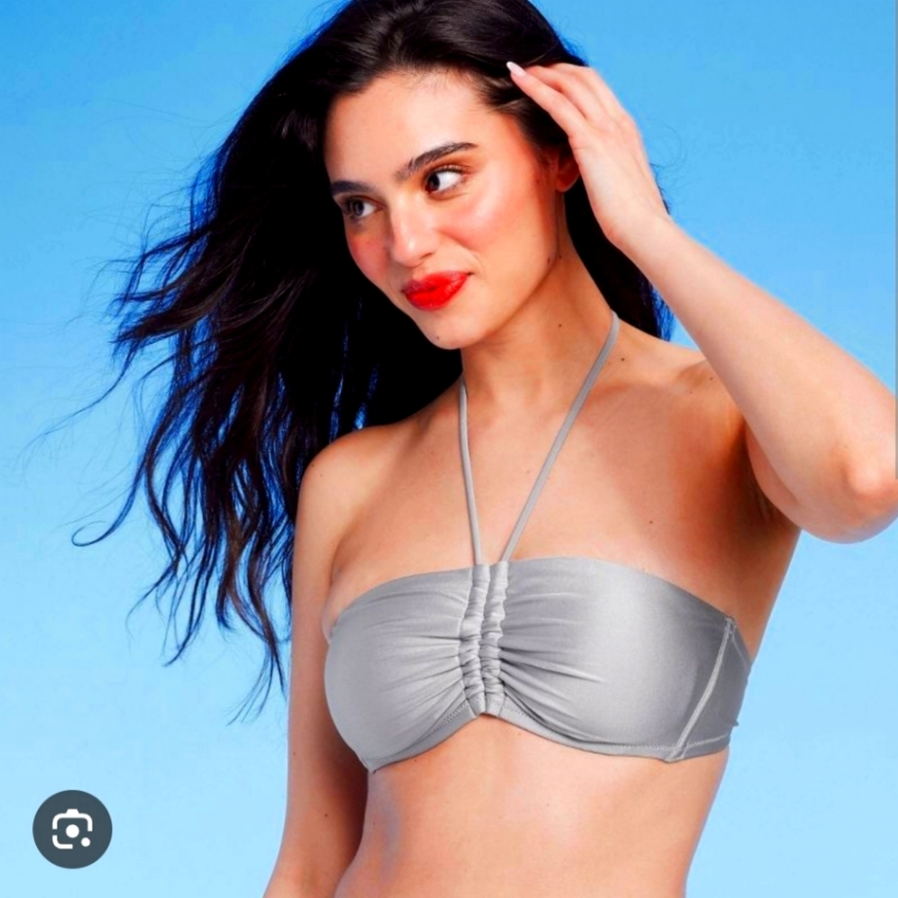 NEW Shade and Shore bikini top silver gray target bathing suit large